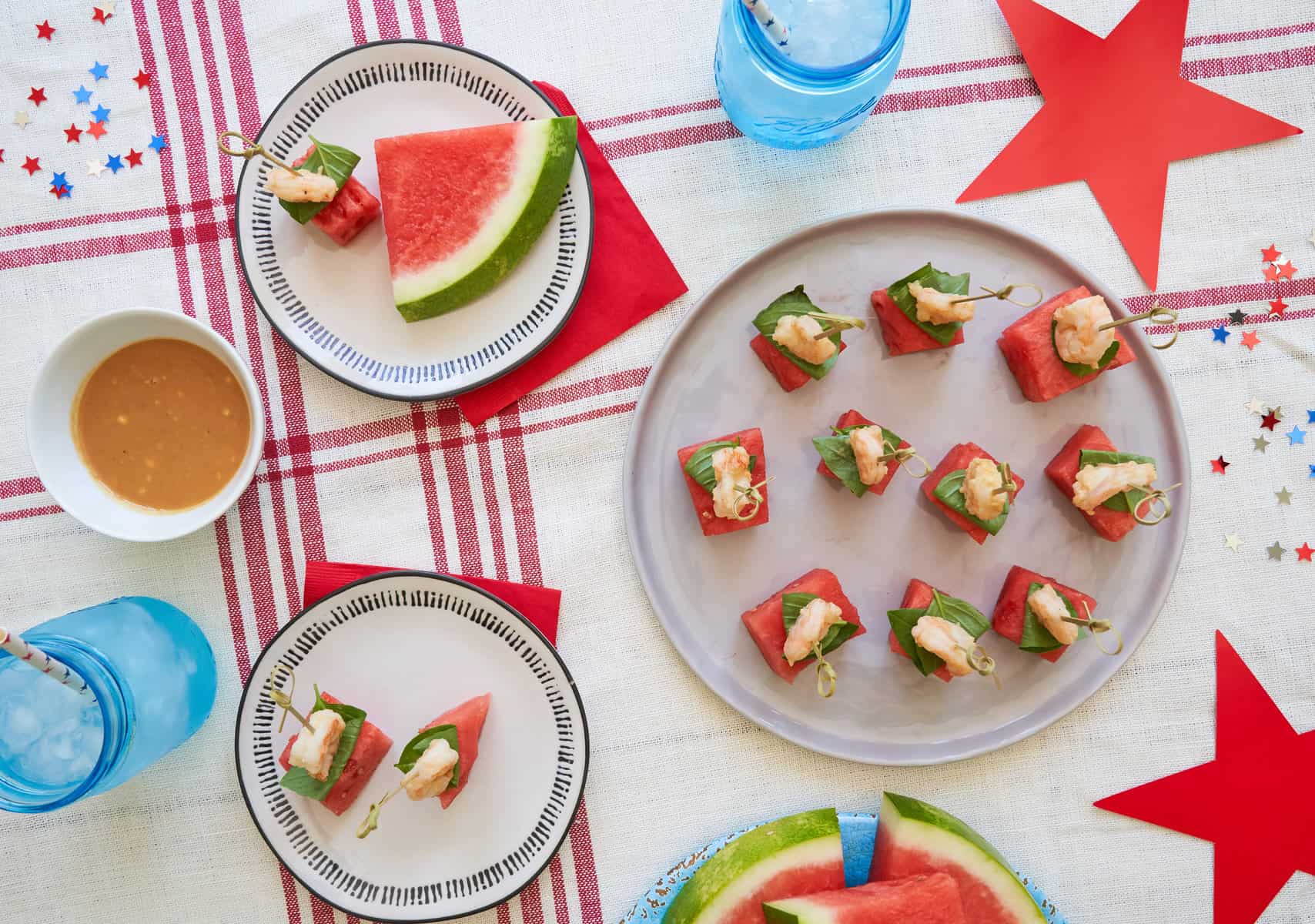 Watermelon & Shrimp Cocktail Skewers